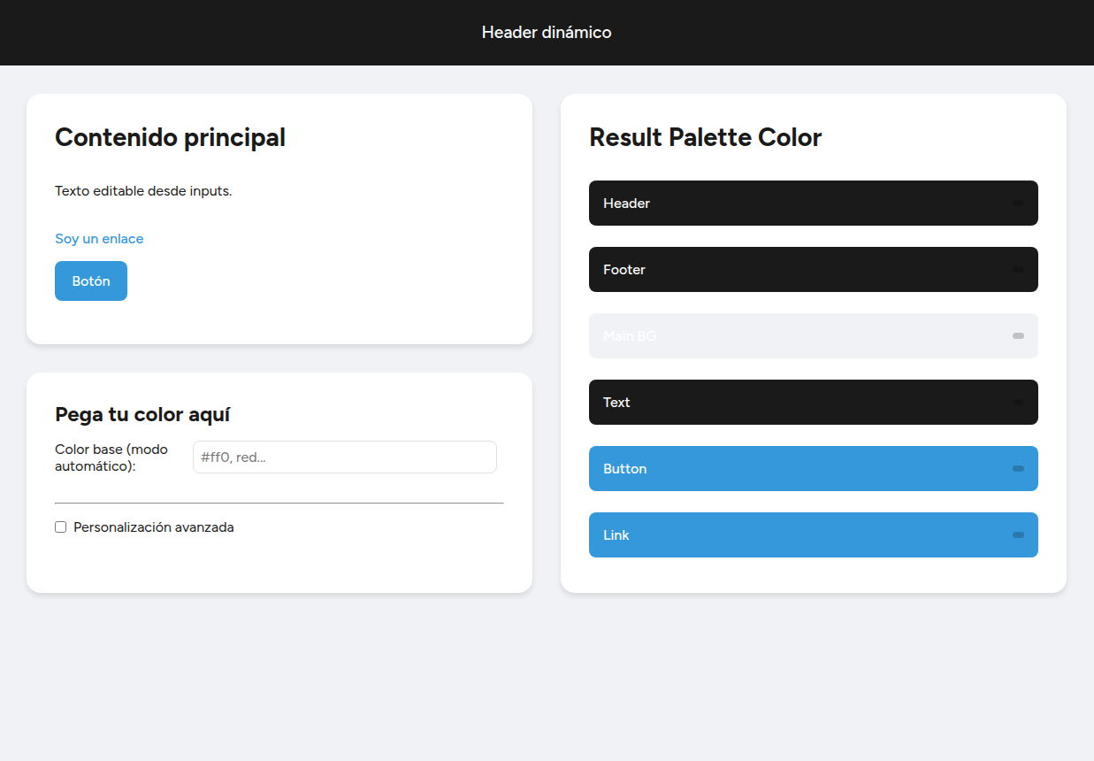 Vista previa de CSS Color Dynamics